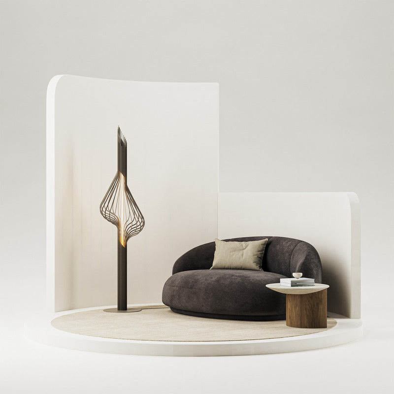 Ztahl New Elba Vloerlamp 195cm 2560-Platinum Inclusief Segula LED Artline Straight lichtbron