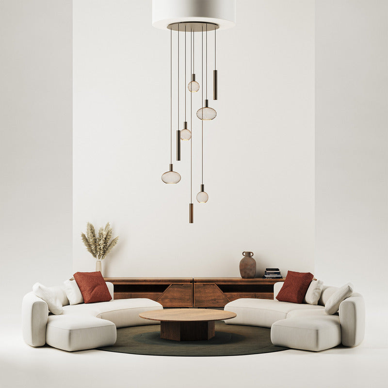ZTAHL Como 8-Lichts Hanglamp Rond Ø80cm 9146-Platinum Exclusief Lichtbronnen