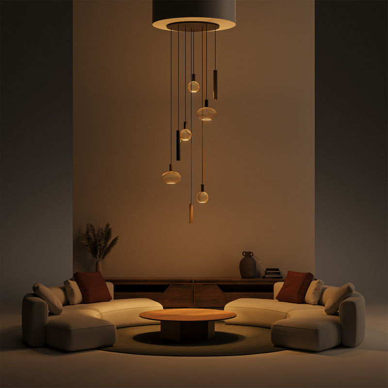 ZTAHL Como 8-Lichts Hanglamp Rond Ø80cm 9146-9005 Zwart Exclusief Lichtbronnen