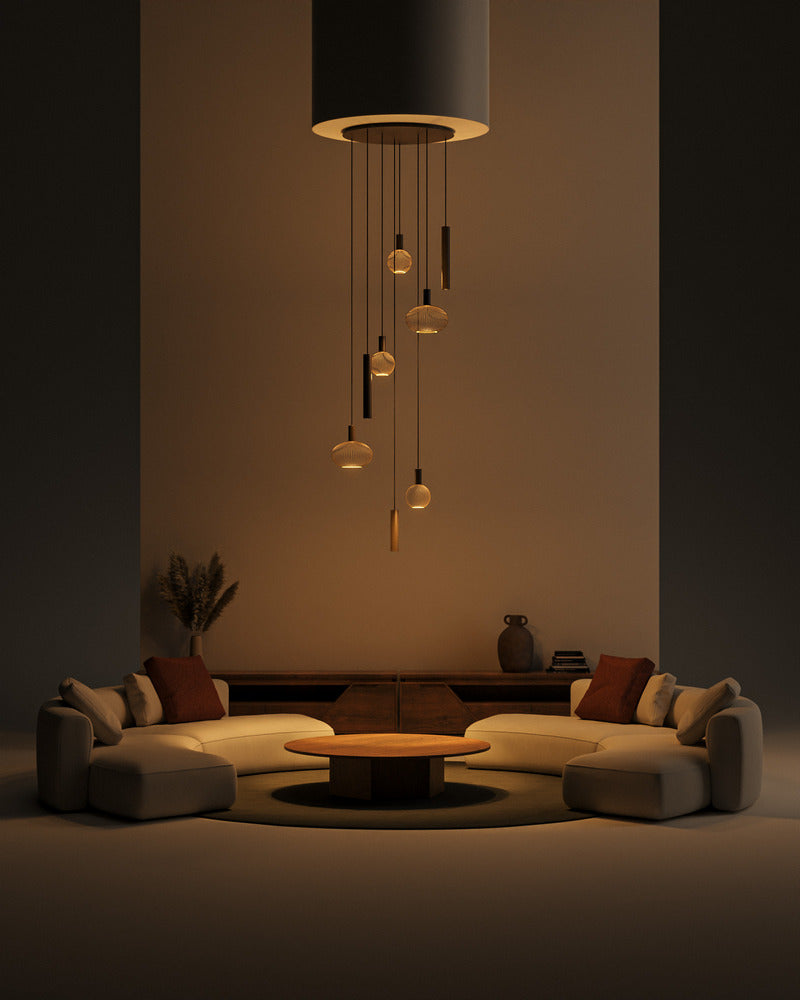 ZTAHL Como 8-Lichts Hanglamp Rond Ø80cm 9146-9005 Zwart Exclusief Lichtbronnen