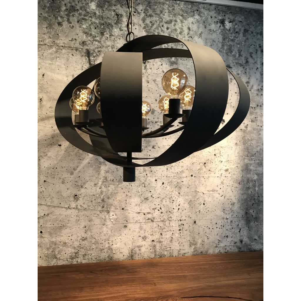 Leclercq en Bouwman Malibu hanglamp ovaal 9lichts LB019/8+1ind Industrial dark - De Smid Verlichting