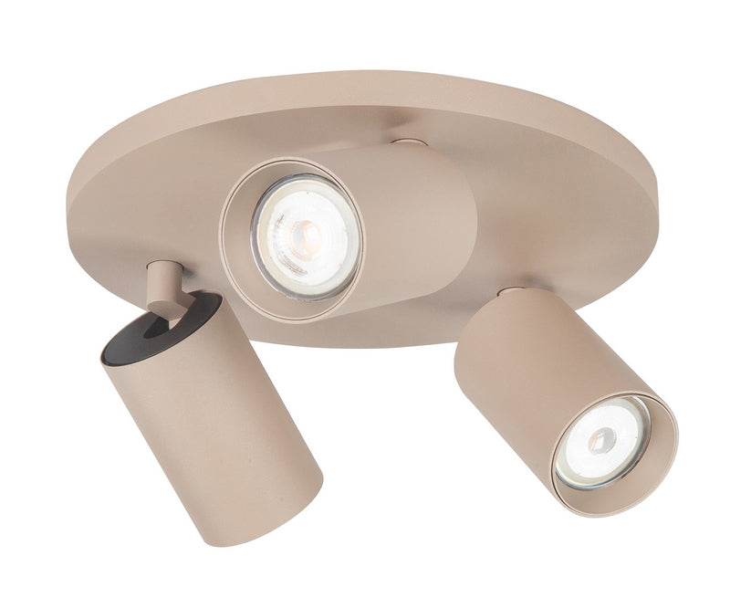 Mila 3-Licht opbouw Spot Ronde Plaat Zand