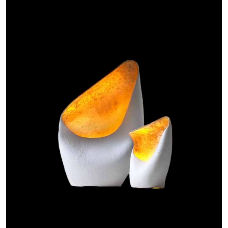 Leclercq en Bouwman Nature Tafellamp Klein H33cm Keramiek Wit/Shiny Gold  LB999/1TL-S-WMG - De Smid Verlichting