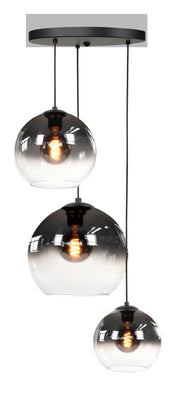 Fantasy Globe 3-Lichts Hanglamp Zwart/Semi Smoke Glazen