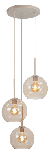 Highlight Bellini 3-Lichts Hanglamp Zand met Fantasy Globe bruine Glazen