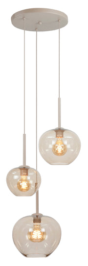 Highlight 3-Lichts Bellini Grappa Hanglamp zand met Bruine Glazen