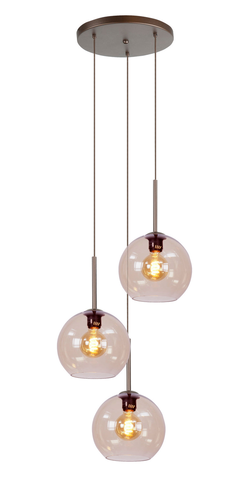 Highlight Bellini 3-Lichts Hanglamp Choco met Fantasy Globe Thee Kleurige Glazen