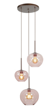 Highlight 3-Lichts Bellini Grappa Hanglamp Choco met Thee Kleurige Glazen