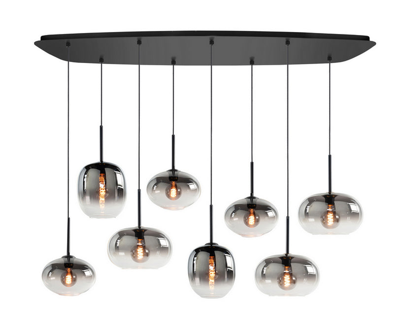 Bellini 8-Lichts Deense ovale Plafondplaat met Gradient Smoke glazen