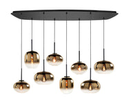 Highlight Bellini 8-Lichts Deense ovale Plafondplaat met Gradient Gold glazen