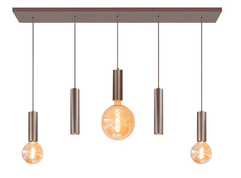 Highlight Locarno 5-Lichts Hanglamp op Balk O1080.04 Choco