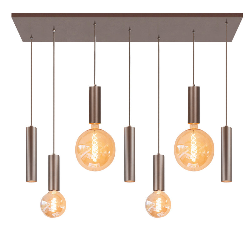Highlight Locarno 7-Lichts Hanglamp Rechte Plaat O1081.04 Choco