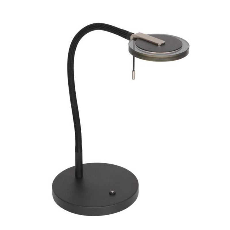Steinhauer Turound Tafellamp Flex Zwart + Rook glas 3374ZW
