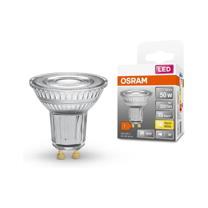Osram LED Spot PAR1650 4,3watt/50w GU10/827 Warm Wit 2700 Kelvin