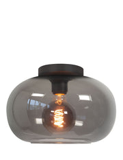 Highlight Bellini 1-Lichts Ronde Plafondlamp met Rook Glas Groot Exclusief lichtbron