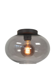 Highlight Bellini 1-Lichts Ronde Plafondlamp met Rook Glas Klein Exclusief lichtbron