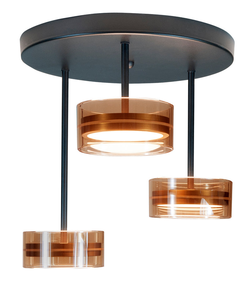 Highlight Mini Enzo 3-Lichts Plafondlamp Rond P6741.32 Brons/Zwart/Amber