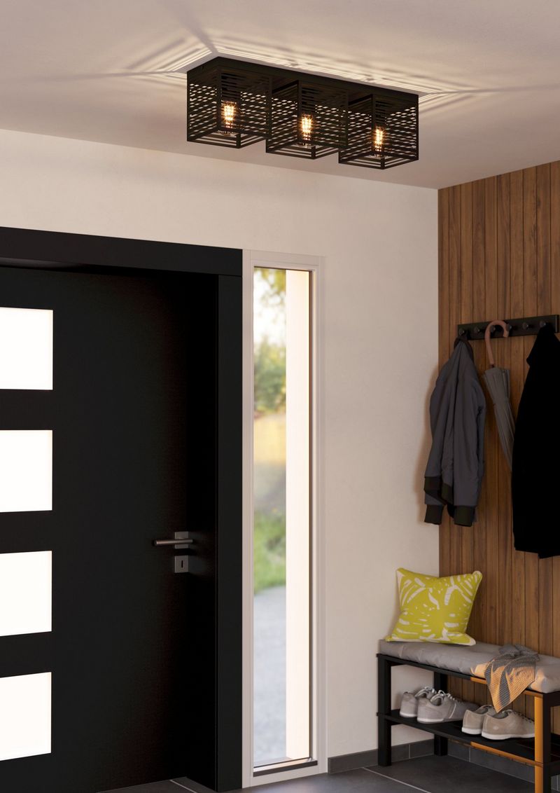 Plafondlamp Piedritas zwart - 3x E27