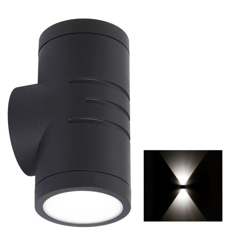 Rondo Zwart outdoor Wandlamp Up & Downlight IP65 Zwart