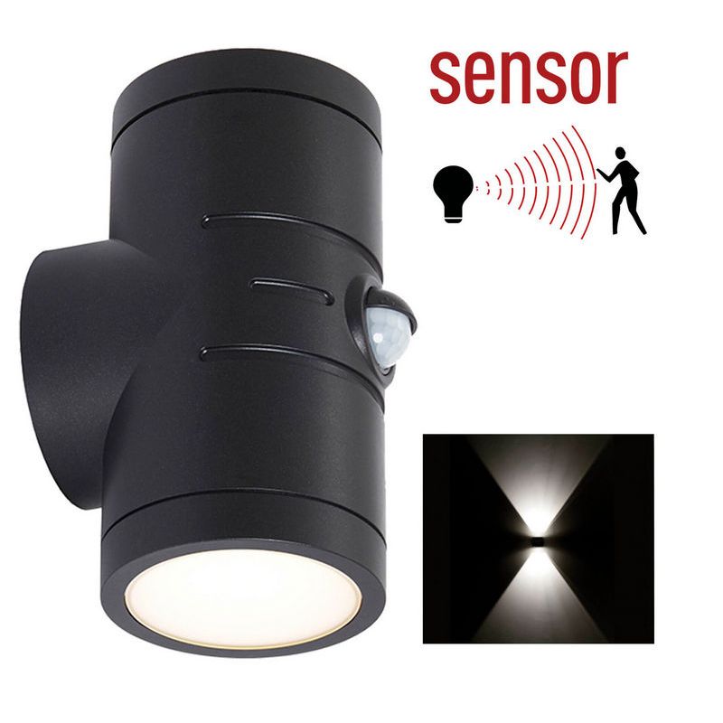 Rondo Sensor Zwart Outdoor Up & Downlight Ip65 Zwart