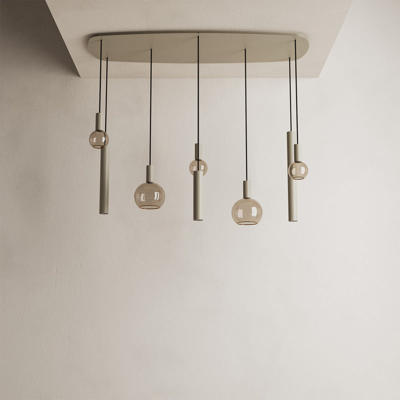 Ztahl Riva 8-Lichts hanglamp Deens Ovaal 145 x 55cm 4311-Quarzt