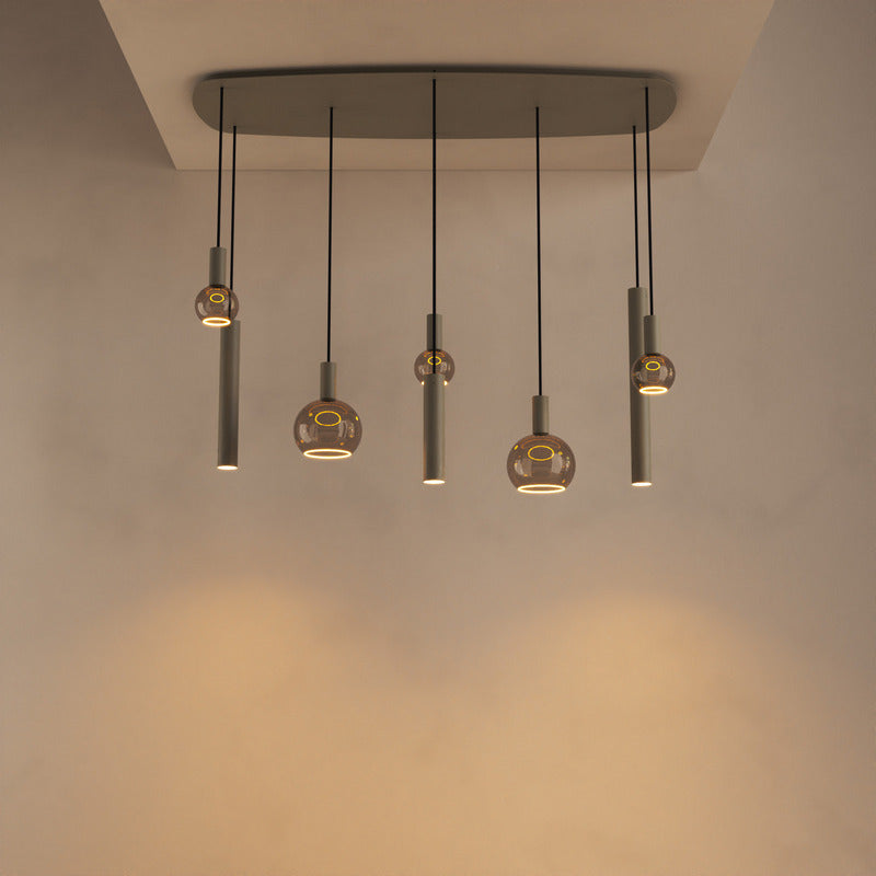 Ztahl Riva 8-Lichts hanglamp Deens Ovaal 145 x 55cm 4311-Quarzt