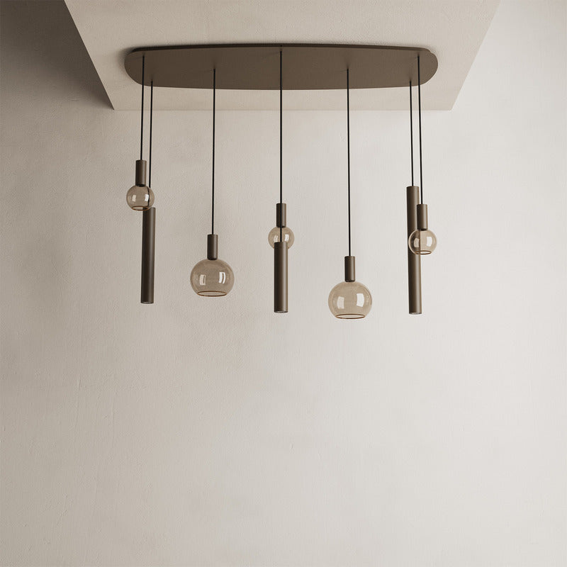 Ztahl Riva hanglamp Deens ovaal 8- Lichts 4311-Platinum