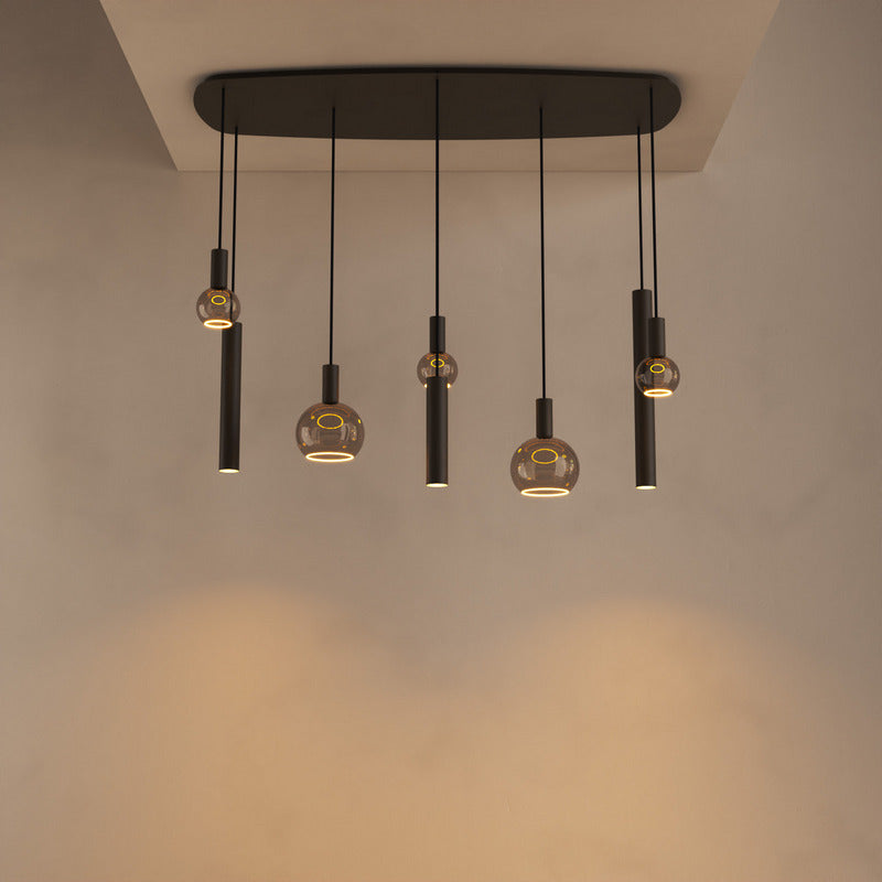 Ztahl Riva hanglamp Deens ovaal 8- Lichts 4311-Platinum