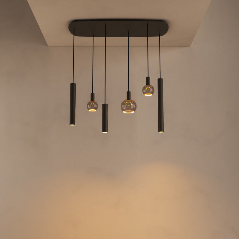 Ztahl Riva 6-Lichts Hanglamp Deens Ovaal 4316-Platinum 110x50cm