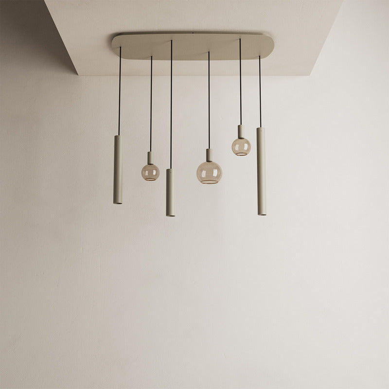 Ztahl Riva hanglamp Deens ovaal 6-Lichts 110x50cm 4316-Quartz