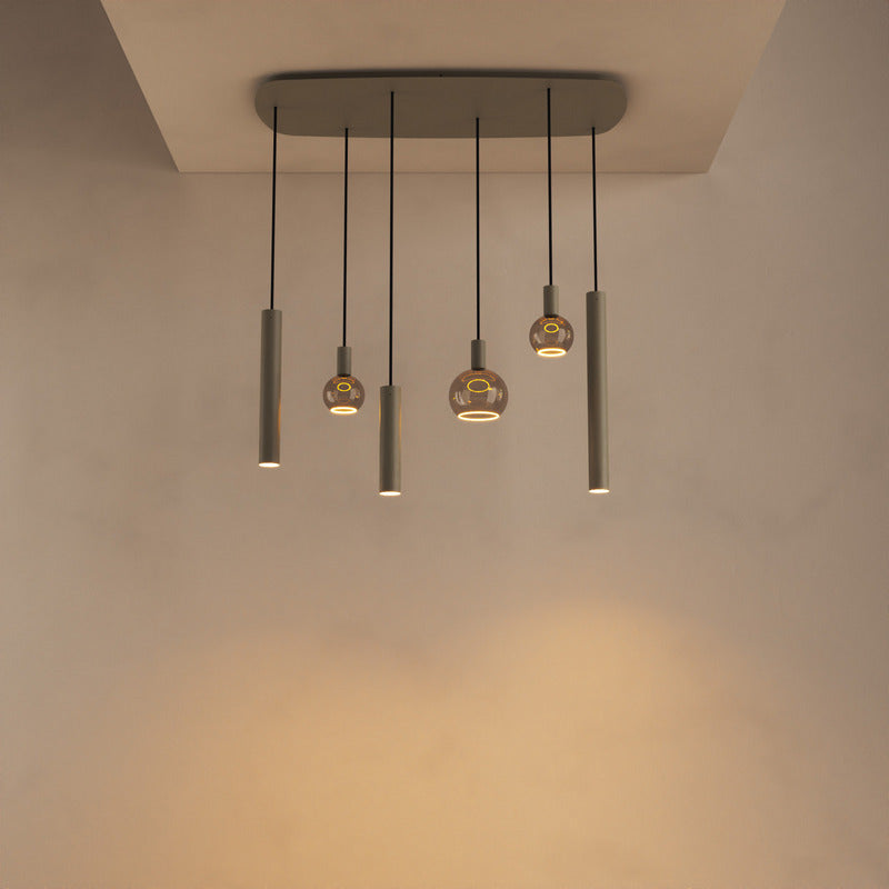 Ztahl Riva hanglamp Deens ovaal 6-Lichts 110x50cm 4316-Quartz