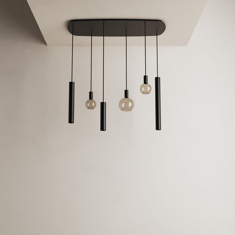 Ztahl Riva 6-Lichts Hanglamp Deens Ovaal 4316-9005 Mat Zwart 110x50cm