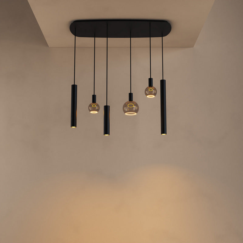 Ztahl Riva 6-Lichts Hanglamp Deens Ovaal 4316-9005 Mat Zwart 110x50cm