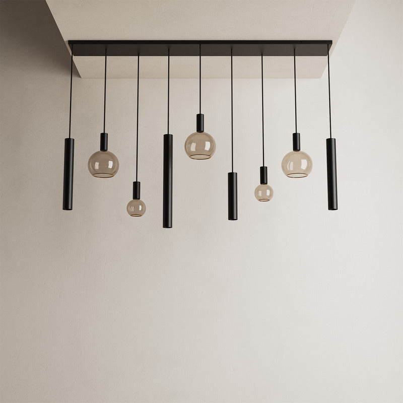 Ztahl Riva 9-Lichts Hanglamp 170 x 22cm 4325-9005 Zwart Structuur