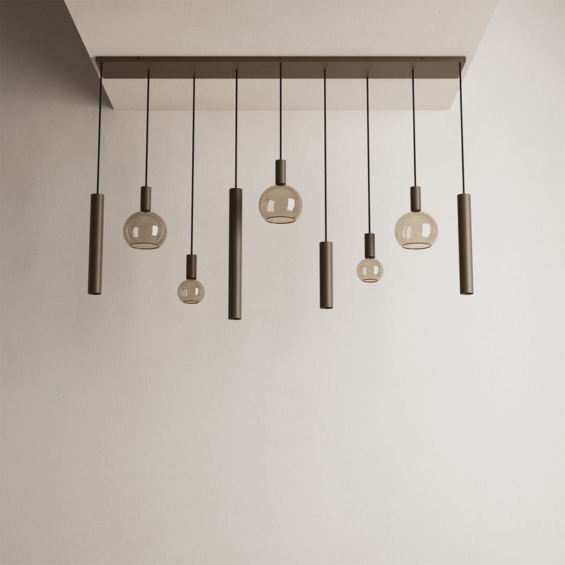 Ztahl Riva Hanglamp Recht 9-Lichts 4325-Platinum 170x22cm