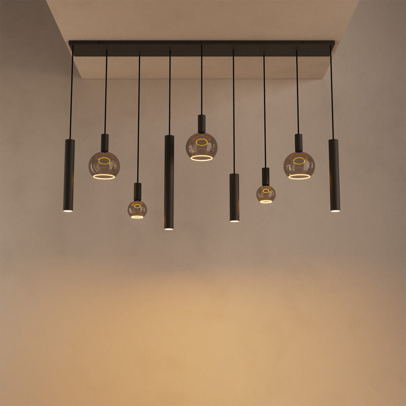 Ztahl Riva Hanglamp Recht 9-Lichts 4325-Platinum 170x22cm