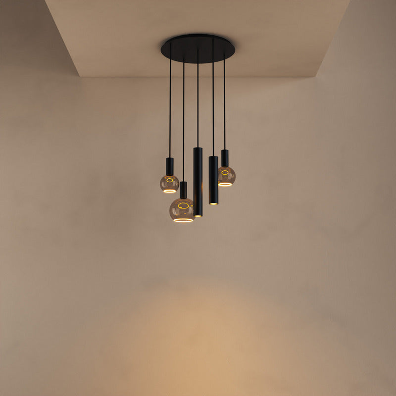 Ztahl Riva 5-Lichts Hanglamp Rond Ø50cm 4330-9005 Zwart exlcusief lichtbron - De Smid Verlichting