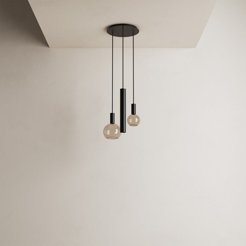 Ztahl Riva hanglamp Rond 3- Lichts 4350-9005 Structuur Zwart