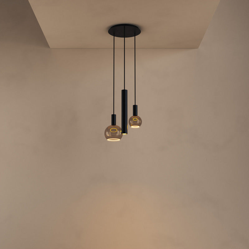 Ztahl Riva hanglamp Rond 3- Lichts 4350-9005 Structuur Zwart