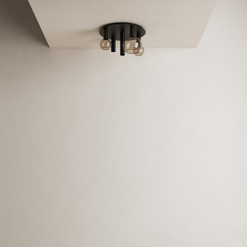Ztahl Riva Plafondlamp Rond 5- Lichts 4360-9005 Zwart structuur