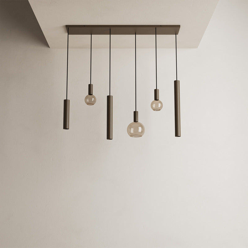 Ztahl Riva 6-Lichts Hanglamp 120x22cm 4370-Platinum 3x Ø51mm Platinum