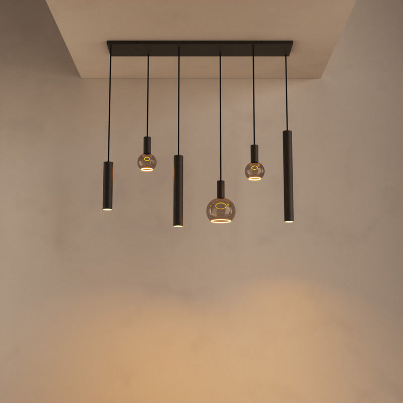 Ztahl Riva 6-Lichts Hanglamp 120x22cm 4370-Platinum 3x Ø51mm Platinum