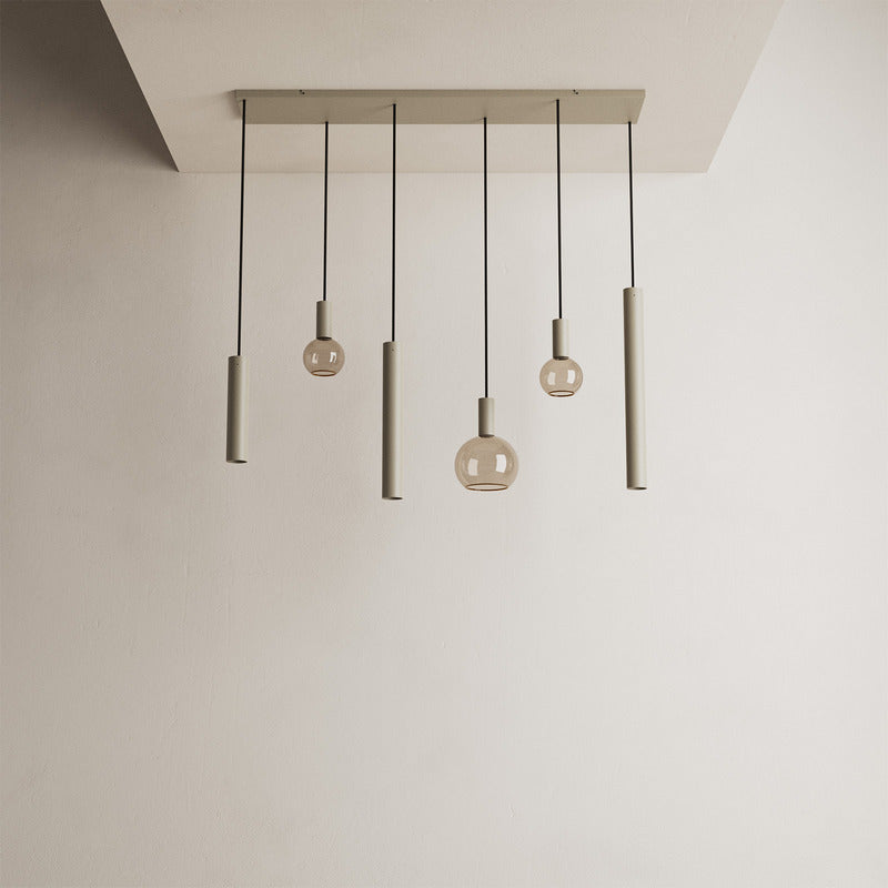 Ztahl Riva 6-Lichts Hanglamp 120x22cm 4370-Quartz 3x Ø51mm Quartz