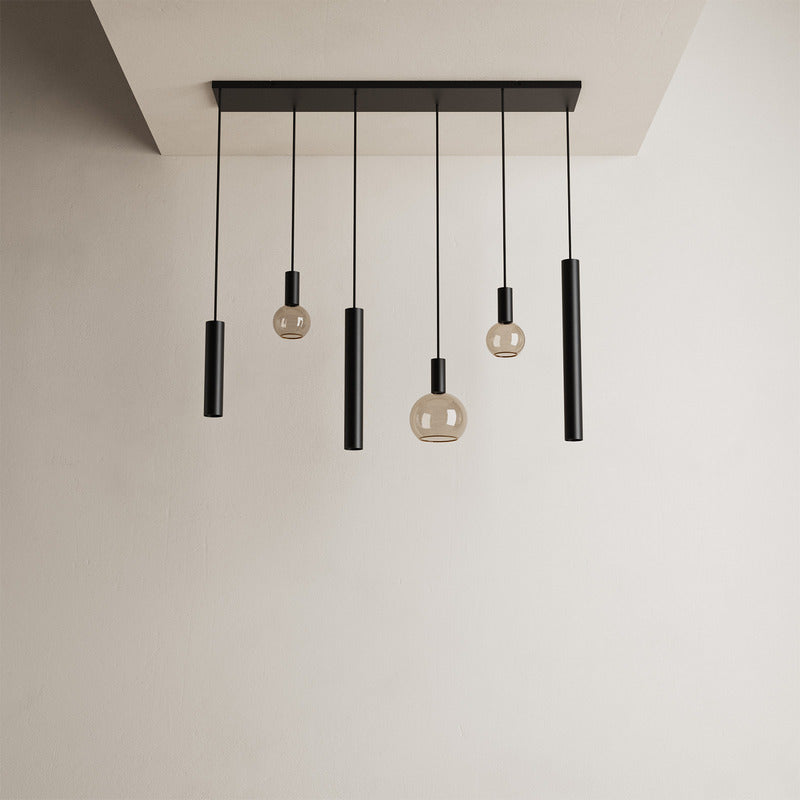 Ztahl Riva 6-Lichts Hanglamp 120x22cm 4370-9005 3x Ø51mm Zwart