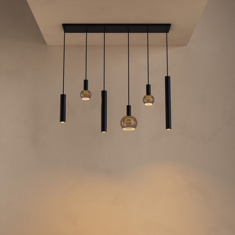Ztahl Riva 6-Lichts Hanglamp 120x22cm 4370-9005 3x Ø51mm Zwart
