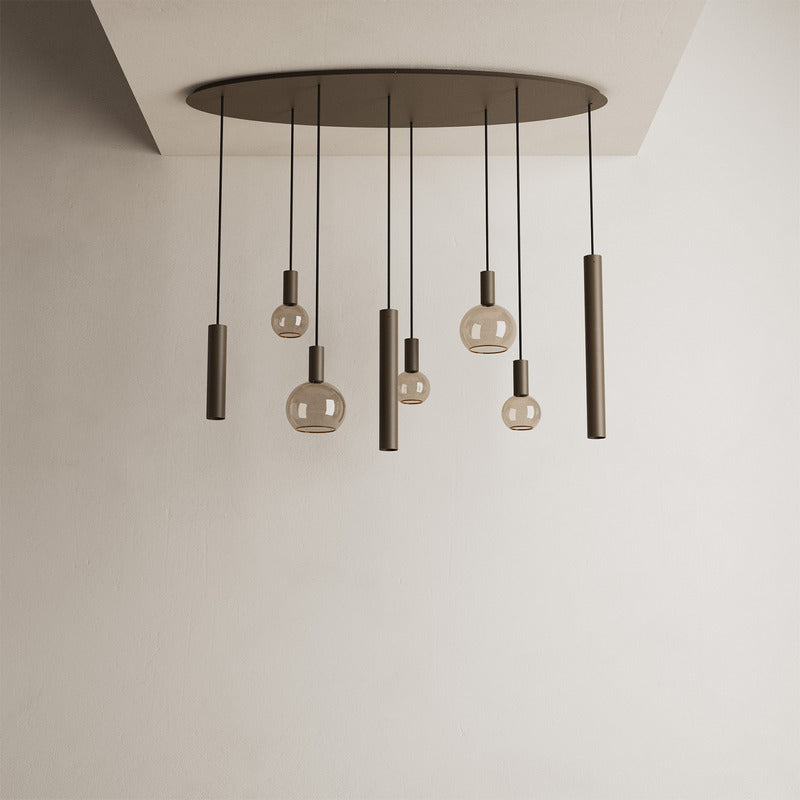 Ztahl Riva 8- Lichts Hanglamp Ovaal 4390-Platinum