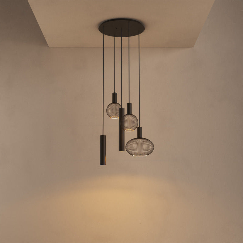 Ztahl Como 5-Lichts Hanglamp Rond in Platinum