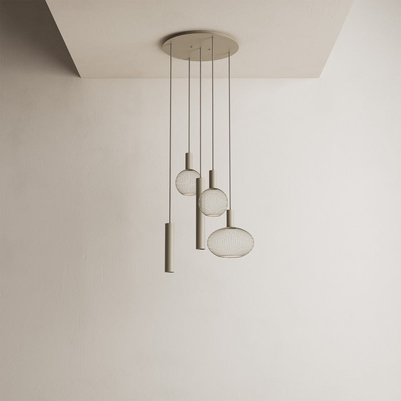 Ztahl Como 5-Lichts Hanglamp Rond Quartz