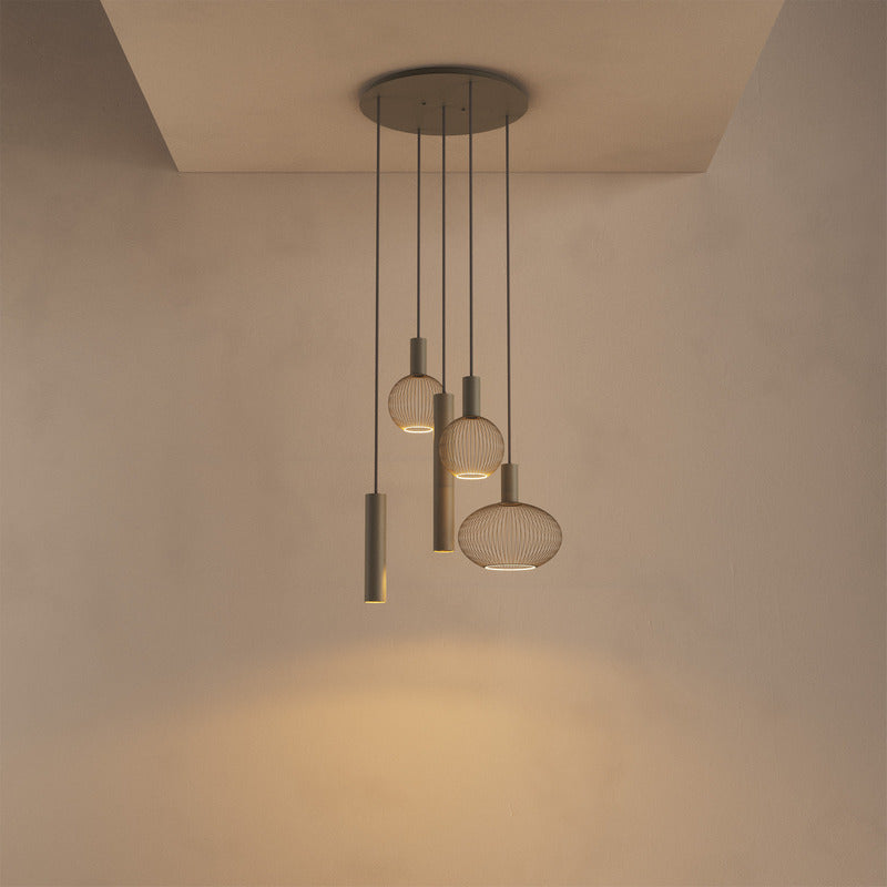 Ztahl Como 5-Lichts Hanglamp Rond Quartz