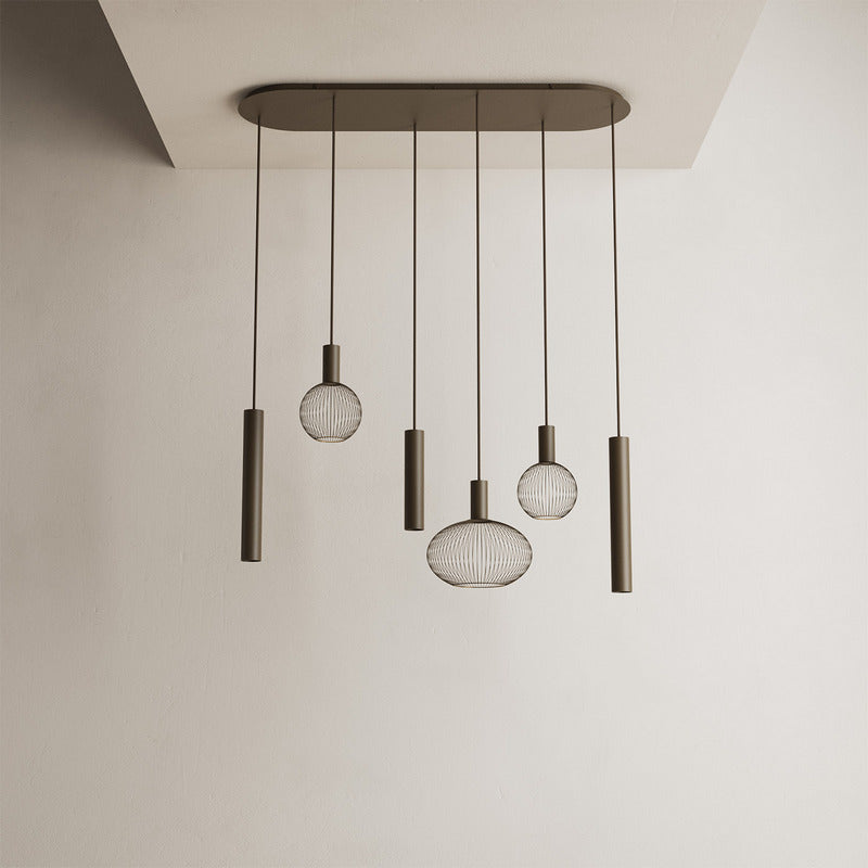 Ztahl Como 6-Lichts Hanglamp in Platinum Exclusief Lichtbronnen